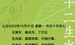 秦阳明每日生肖运势2022年10月31日