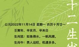 秦阳明每日生肖运势2022年11月14日