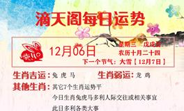 滴天居士2023年12月6日生肖运势