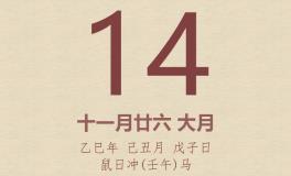 今日老黄历(2026年1月14日)：黄历宜忌、财神方位、特吉生肖、打麻将财位